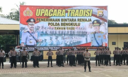 Kapolda Bengkulu Buka Upacara Penerimaan dan Pembukaan Masa Orientasi Bintara Remaja Diktuk TA. 2022