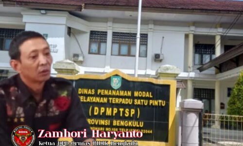Ormas BIDIK Datangi DPMPTSP Prov. Bengkulu Guna Pertanyakan Terkait PT. BM
