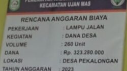 Pemasangan Lampu Jalan TA Tahun 2023 Desa Pekalongan, Diduga Menjadi Ladang Korupsi
