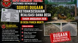 DPD ORMAS BIDIK Provinsi Bengkulu Soroti Dugaan Ketidaksesuaian Realisasi DD TA 2026 di Desa Panca Mukti