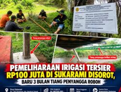 Pemeliharaan Irigasi Tersier Rp 100 Juta di Sukarami Disorot, Baru 3 Bulan Tiang Penyangga Roboh