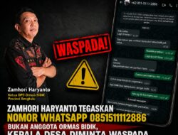 Ketua DPD ORMAS BIDIK Bengkulu Tegaskan Nomor WA 085151112886, Bukan Anggota Ormas BIDIK & Para Kades Diminta Waspada